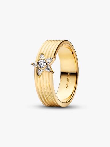 Anillo de banda ancha con estrella fugaz brillante