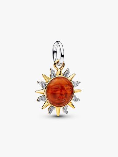 Charm Colgante Sol Remolino en Dos Tonos