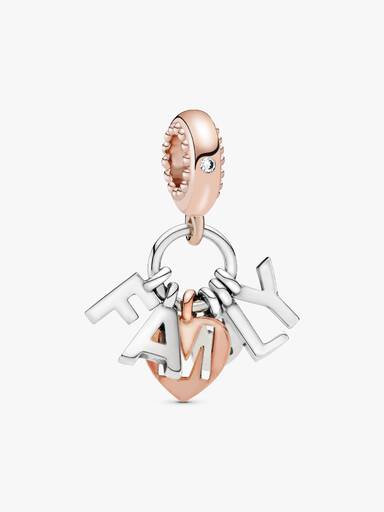 Charm Colgante Colgante Familia Bañado en Oro Rosa de 14k