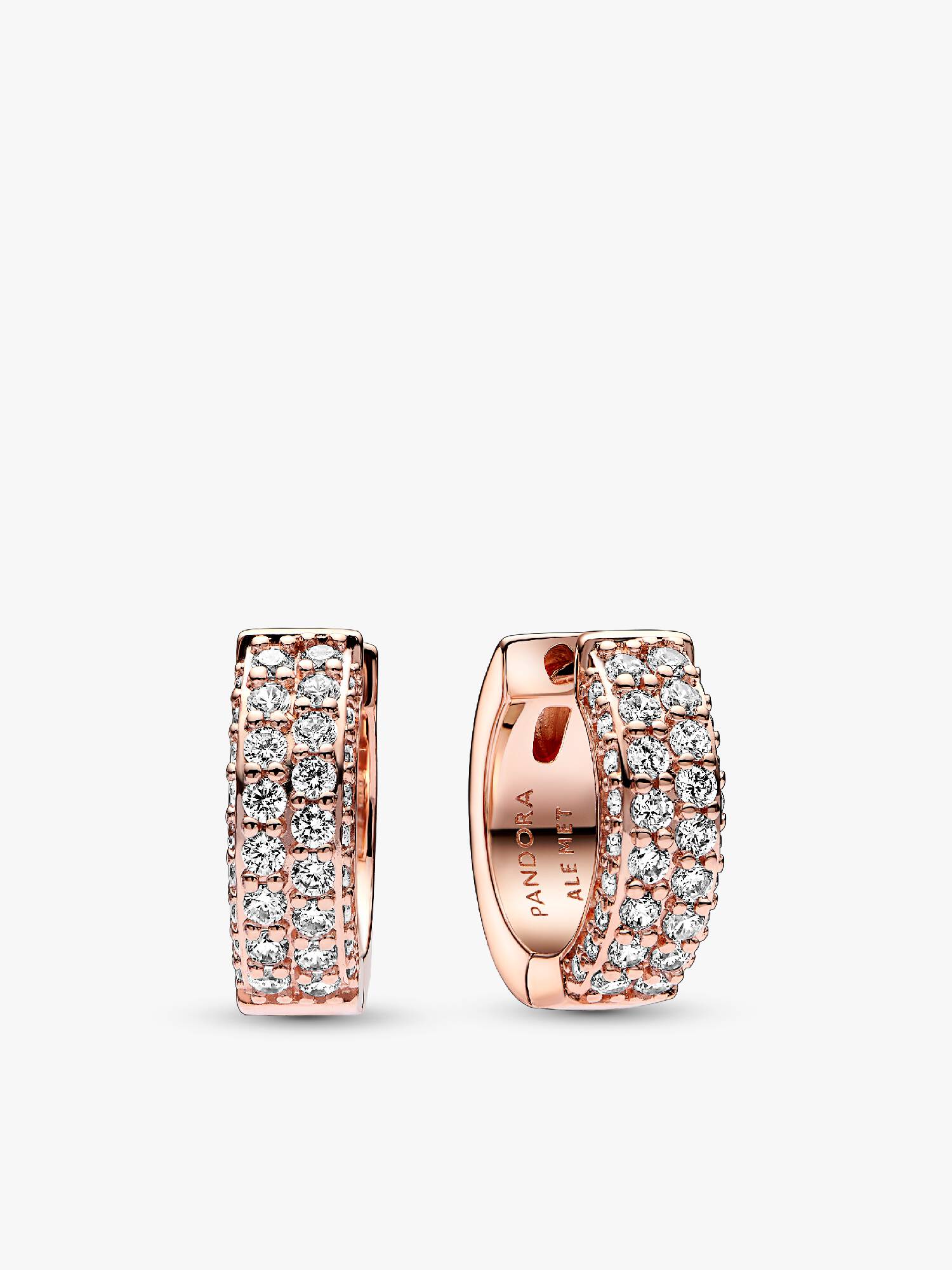 Aros tipo Argolla Hilera de pavé doble Pandora Timeless Recubrimiento en Oro Rosa de 14k Talla única