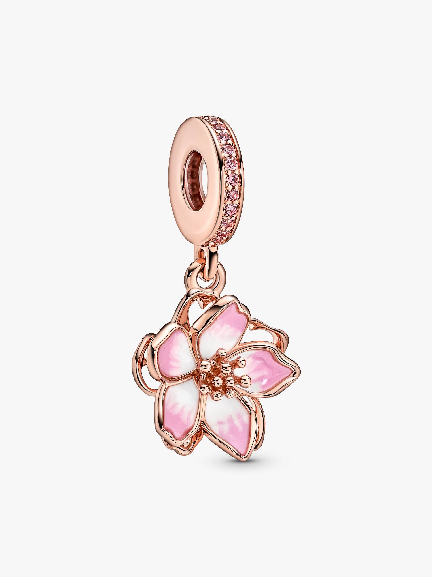 Charm Colgante Flor De Cerezo En Bañado En Oro Rosa 14K
