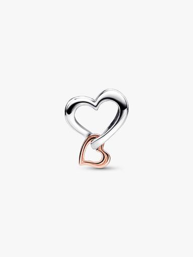 Charm de dos tonos Corazón calado con infinito Bañado en Oro Rosa de 14k