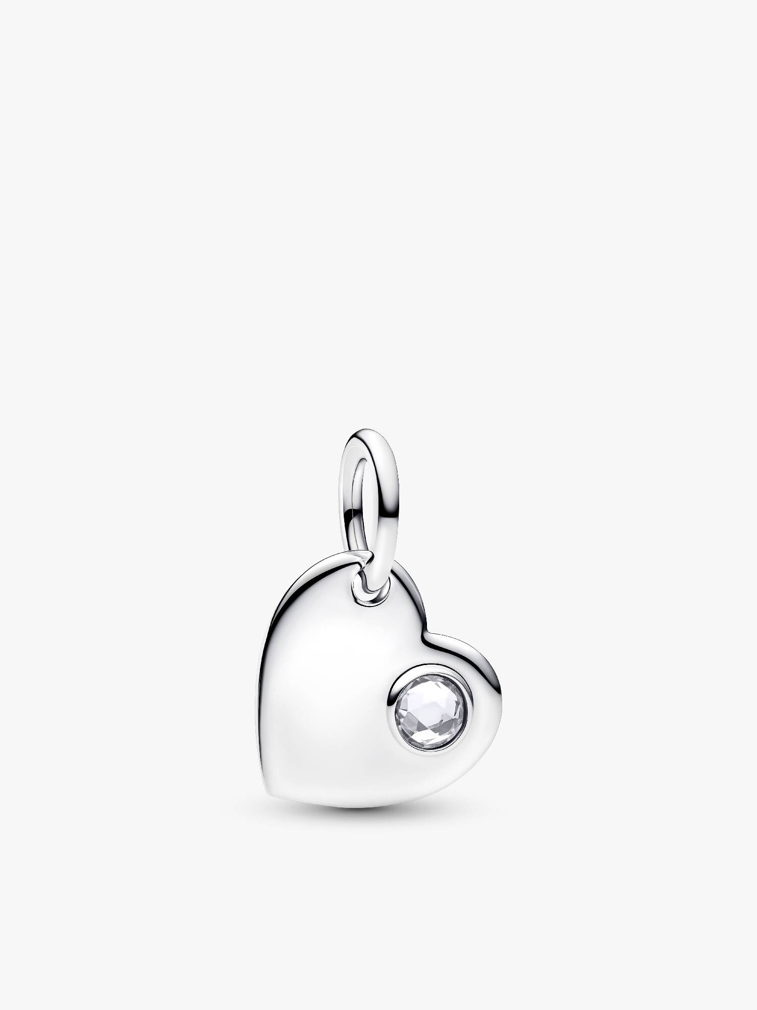 Charm Colgante de Corazón Grabable con piedra transparente de Abril