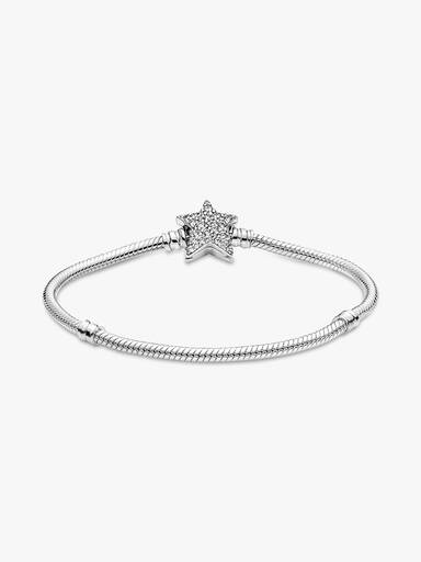 Brazalete Pandora Moments Cadena De Serpiente Cierre Estrella Asimétrica 16 cm