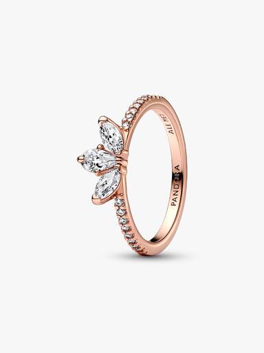 Anillo Racimo herbario reluciente Bañado en Oro Rosa de 14k