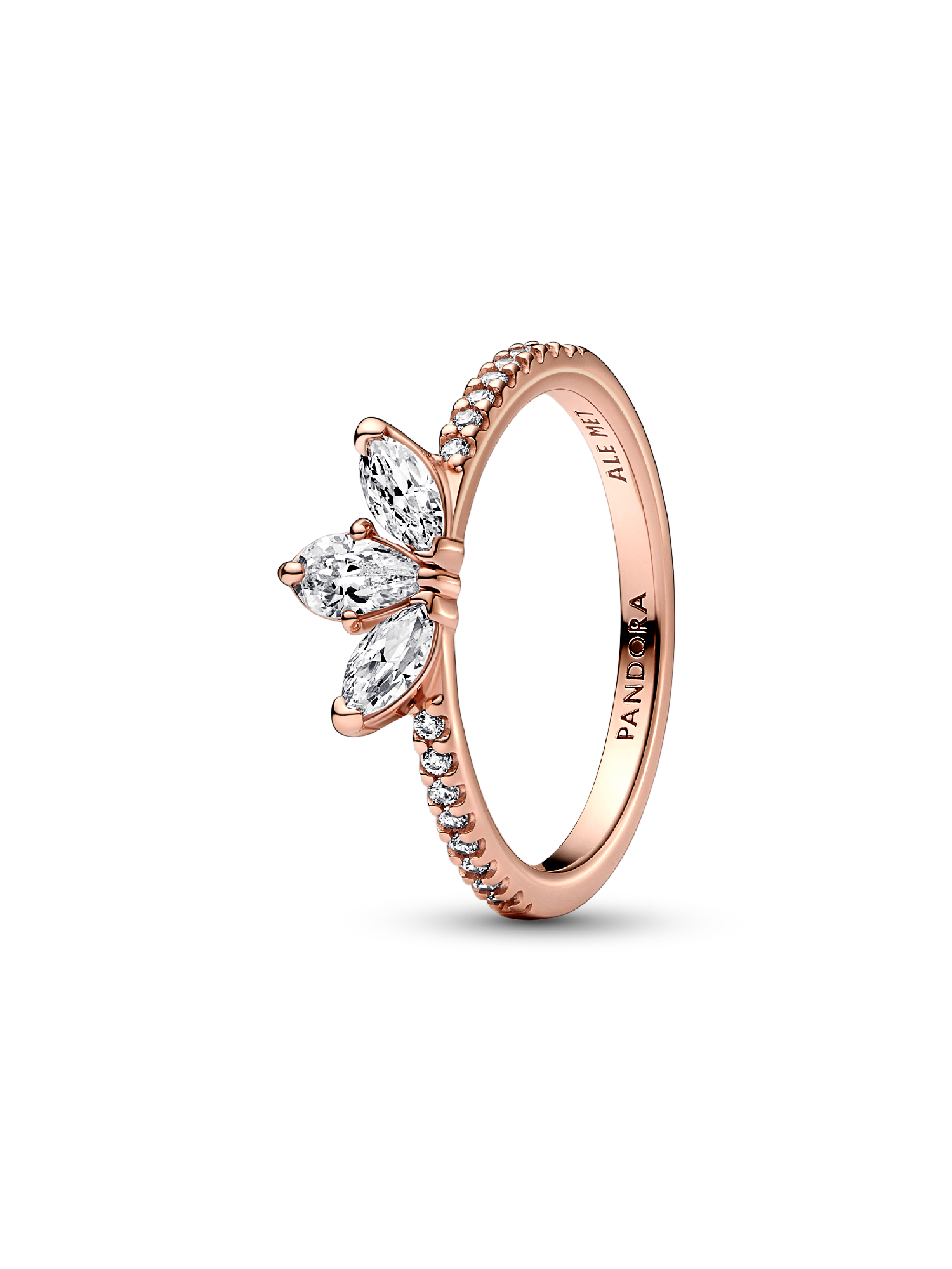 Anillo Racimo herbario reluciente Bañado en Oro Rosa de 14k