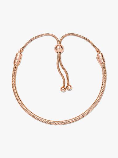 Brazalete Deslizante Diseño Cadena de Serpiente en Oro Rosa 14k