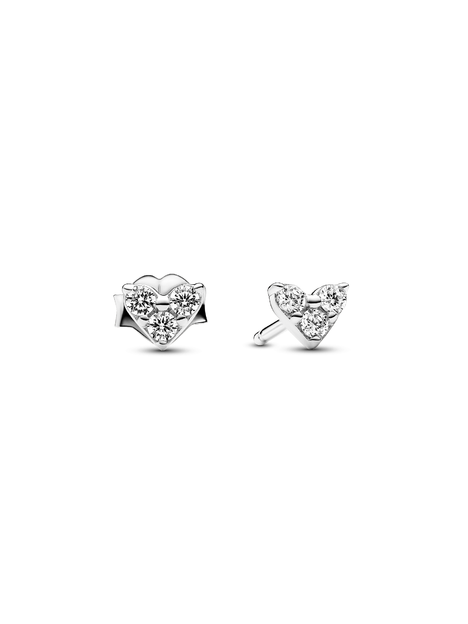 Aros de Botón Corazón y Triple Gema Plateado