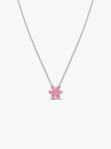 Collar con dije colgante Flor rosa brillante