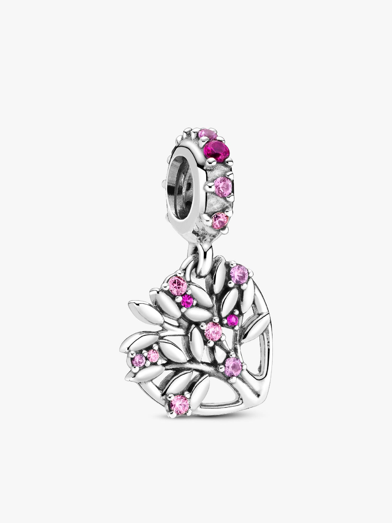 Charm colgante árbol genealógico con corazón rosa