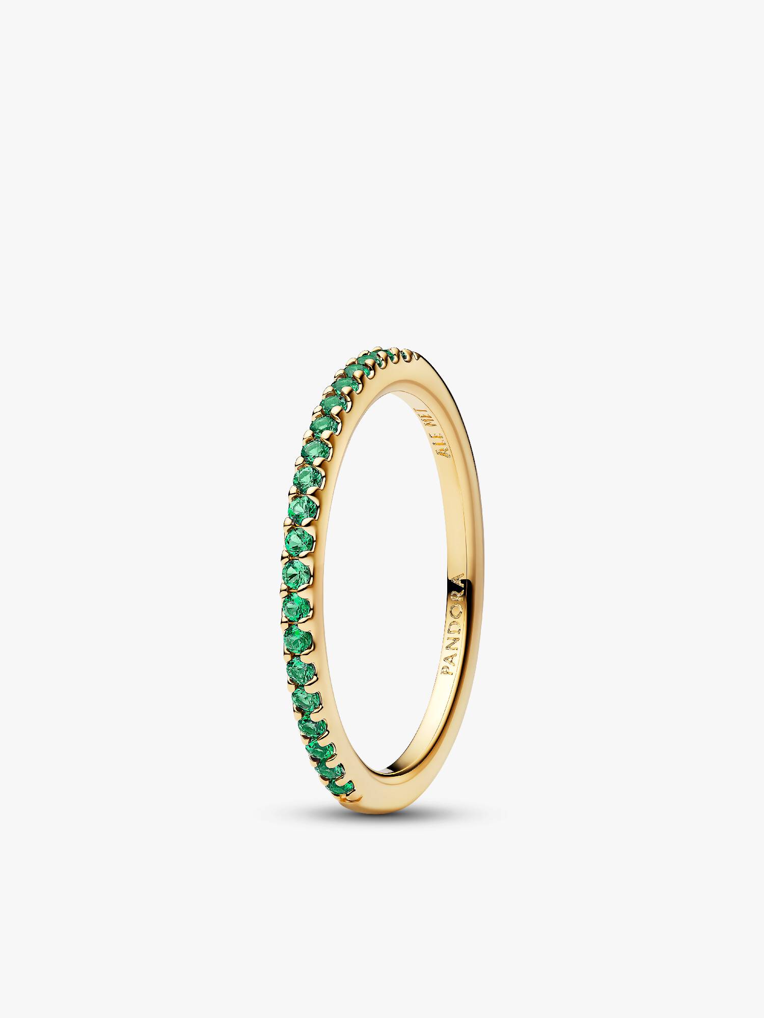 Anillo Banda Eternidad Medio Verde Brillante 