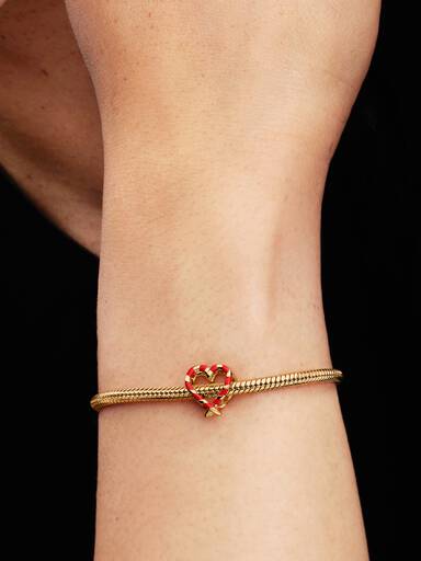 Charm de corazón calado bastón de caramelo