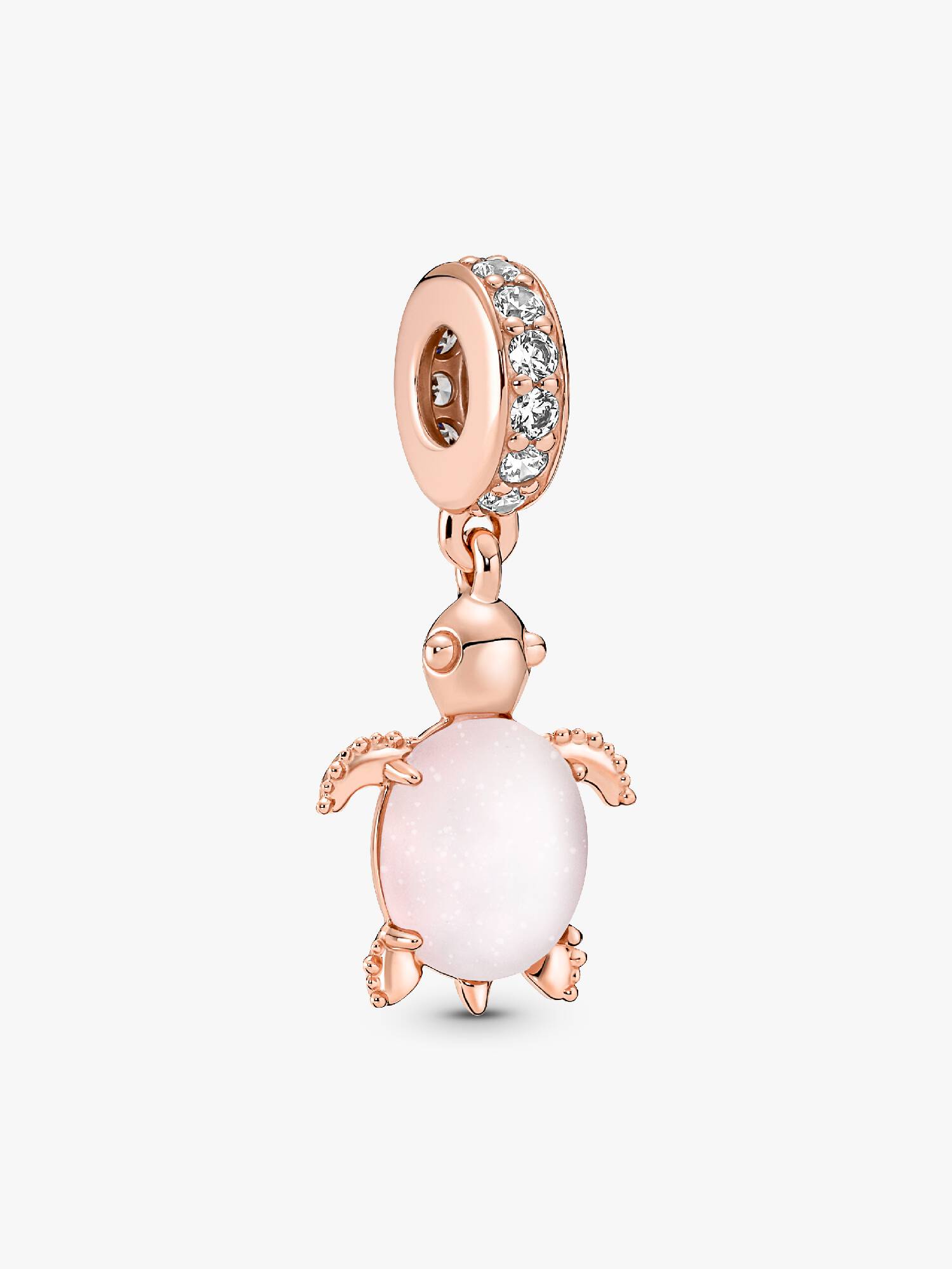 Charm colgante Tortuga de mar rosa de cristal Murano Recubrimiento en Oro Rosa 14k Talla única