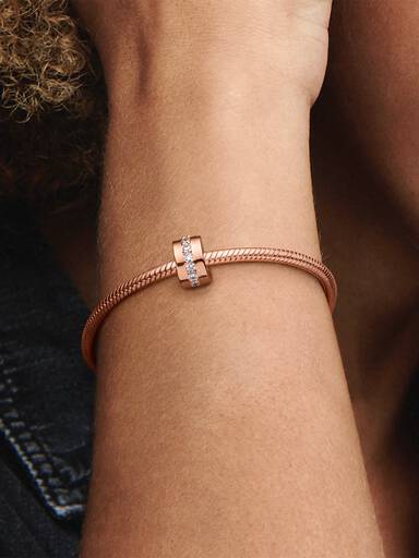 Charm Sujetador Hilera reluciente Bañado en Oro Rosa de 14k
