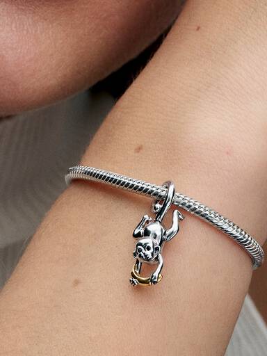 Charm Colgante Mono Móvil en Dos Tonos
