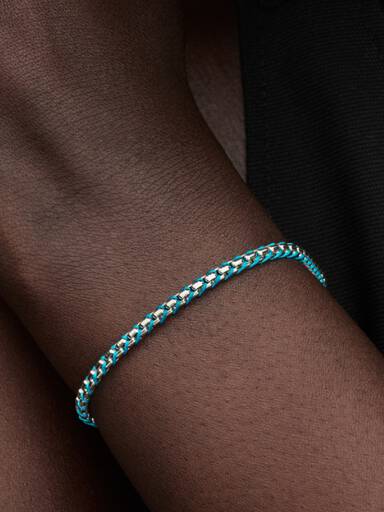 Brazalete de Cadena de Serpiente Cordón Azul