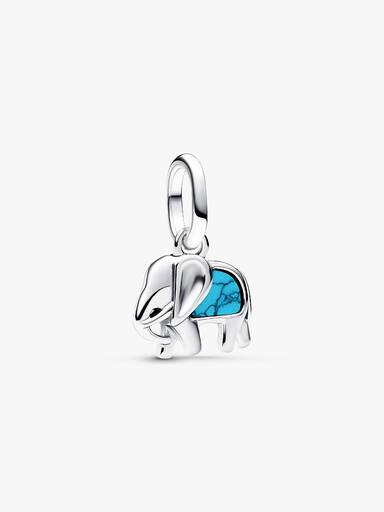 Mini Dije Colgante Elefante Turquesa