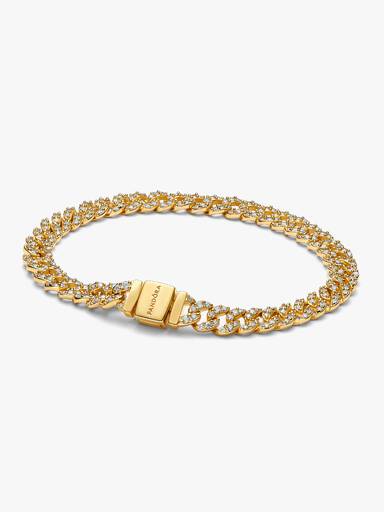 Brazalete Cadena Cubana en Pavé 16 cm