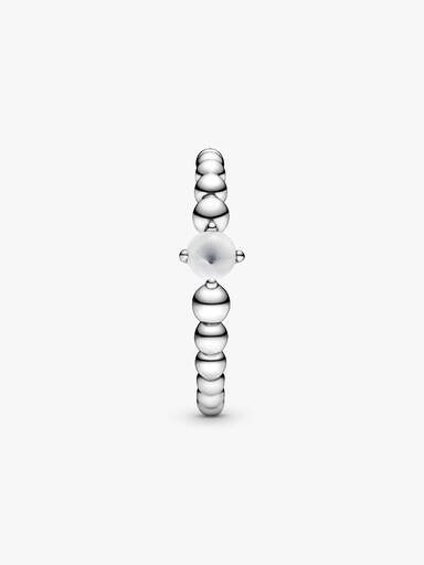 Anillo de Cuentas Blanco Lechoso