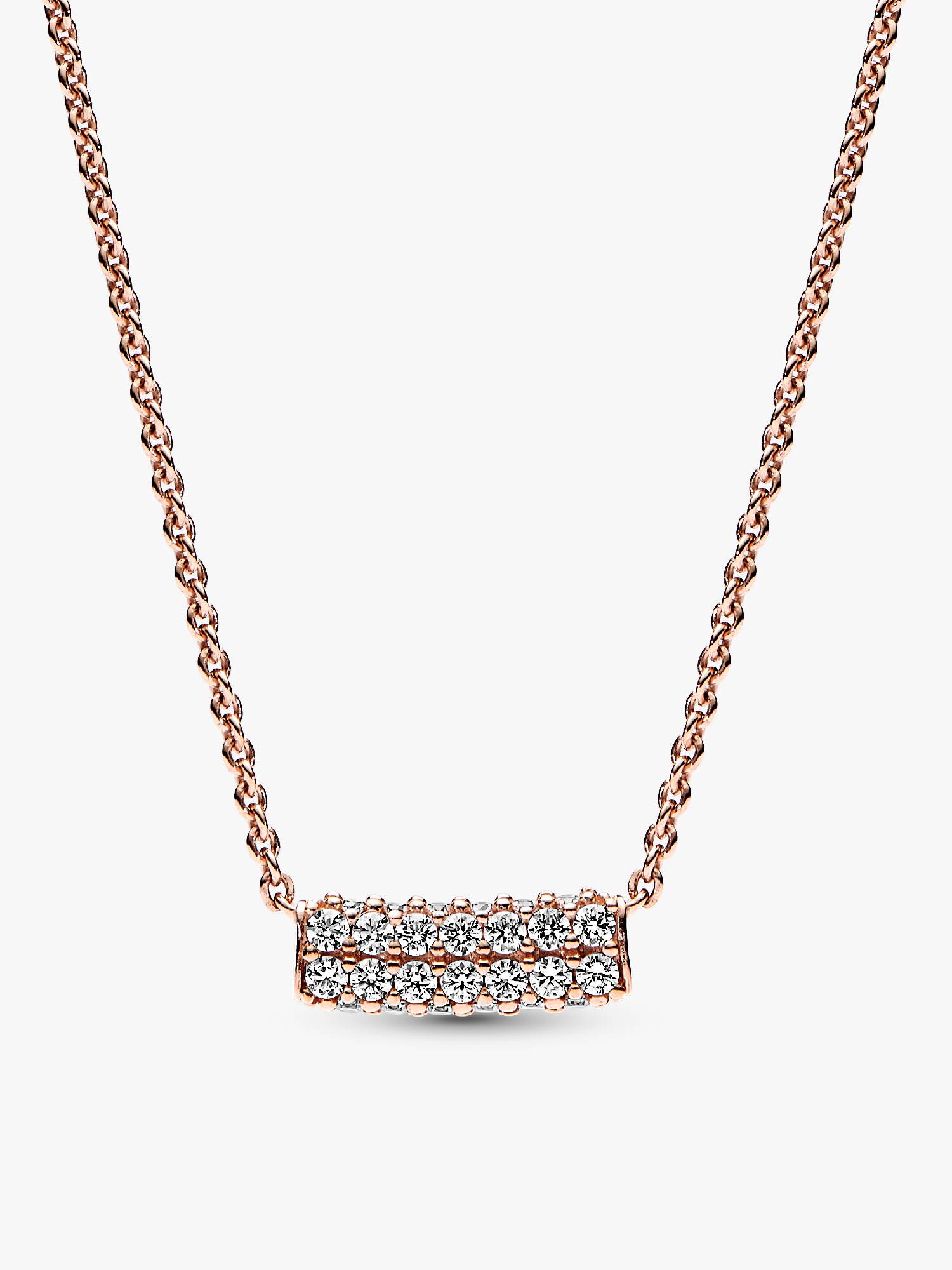 Collar Pandora Timeless tipo barra con pavé de doble hilera