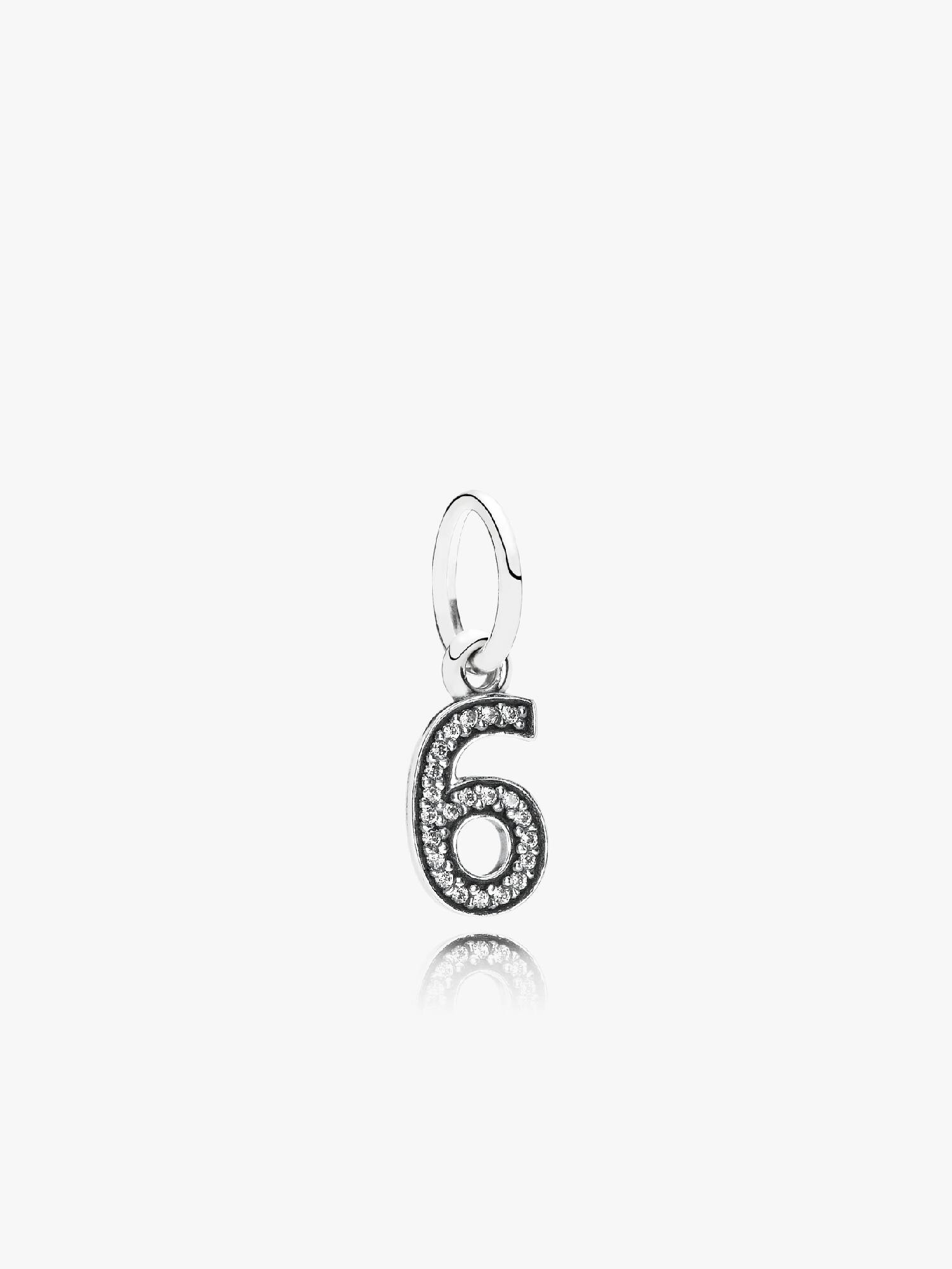 Charm Dangle Número 6, Circonita Transparente
