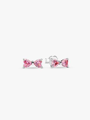 Aros de botón lazo rosa brillante