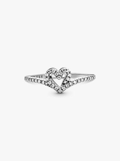Anillo Hueso De Los Deseos Con Corazón Brillante