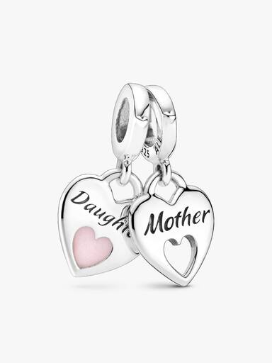 Charm colgante de doble corazón dividido
