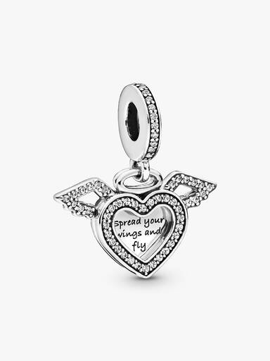 Charm Colgante Corazón Y Alas De Ángel