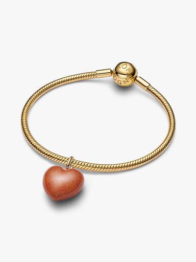Charm Colgante de Corazón Inflado Naranja