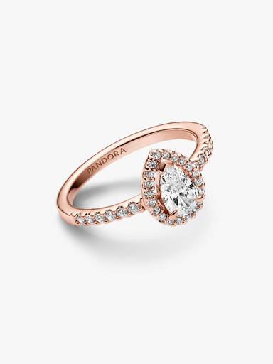 Anillo Halo Brillante Corte Pera