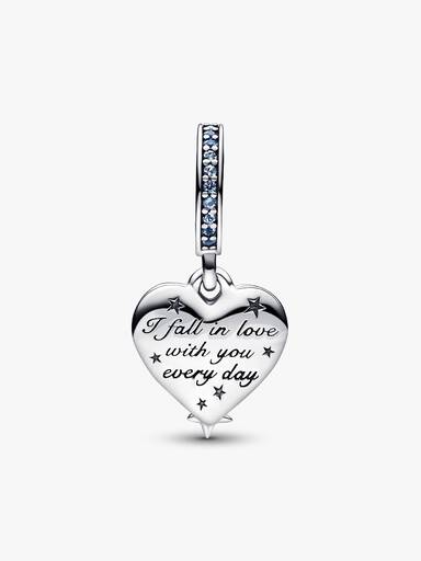 Charm Colgante Doble Corazón Estrella Fugaz Celestial
