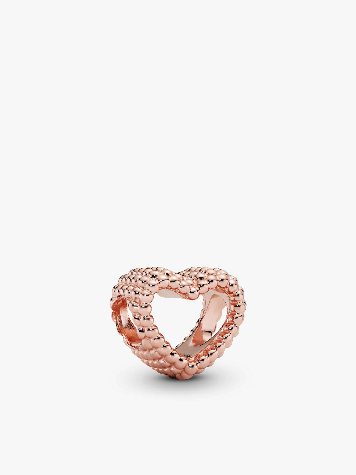 Charm corazón abierto con cuentas Bañado en Oro Rosa de 14k