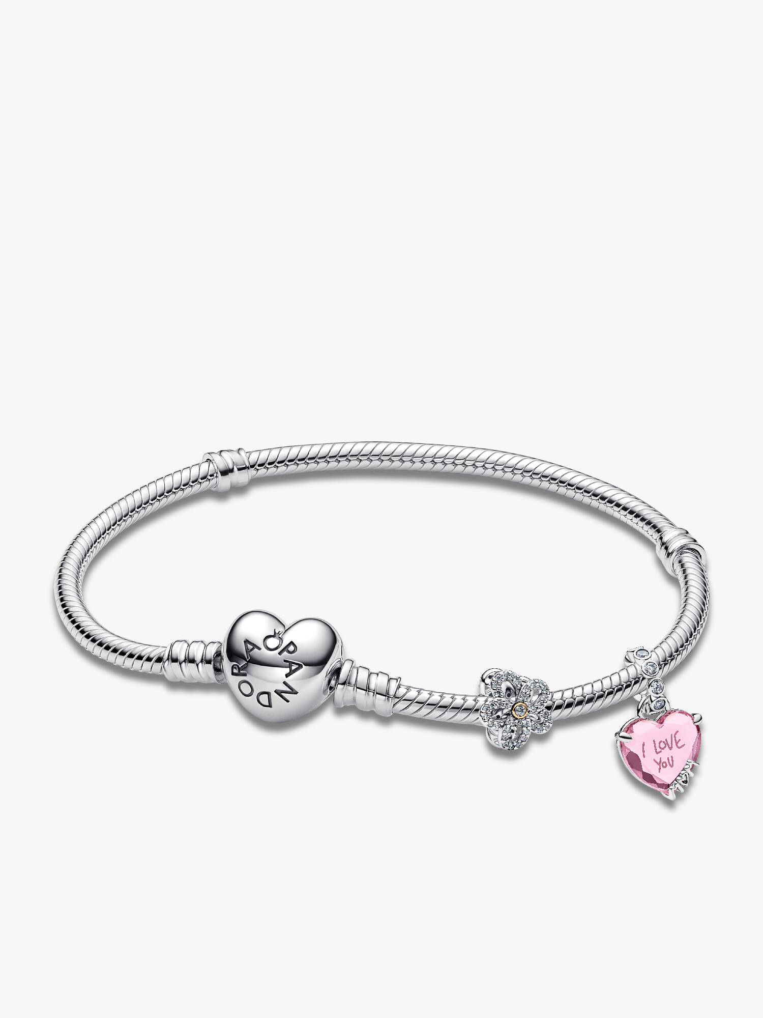 Set de Regalo Pulsera Corazón Moments con Charms Flor y Mamá