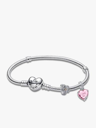 Set de Regalo Pulsera Corazón Moments con Charms Flor y Mamá