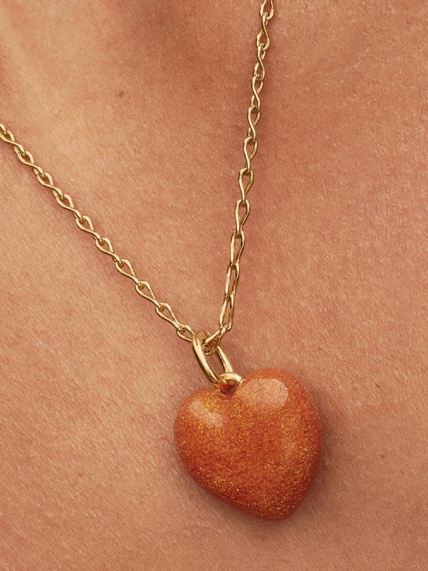 Charm Colgante de Corazón Inflado Naranja