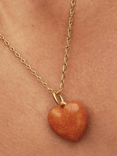 Charm Colgante de Corazón Inflado Naranja