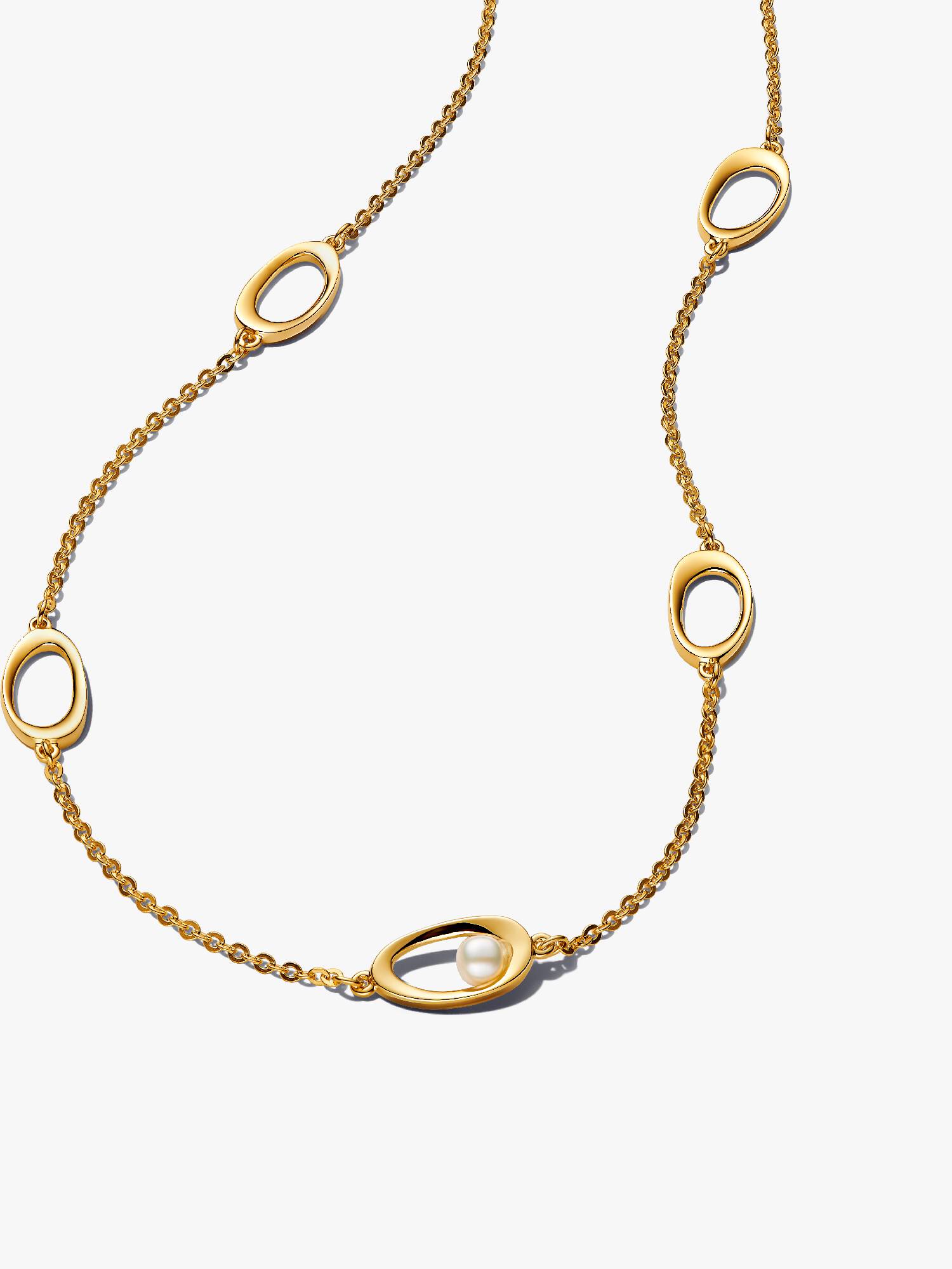 Collar Perla Cultivada de Agua Dulce Tratada y Forma Ovalada Orgánica