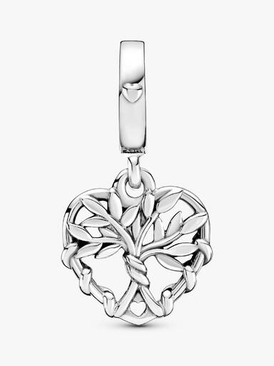 Charm colgante de corazón con árbol genealógico