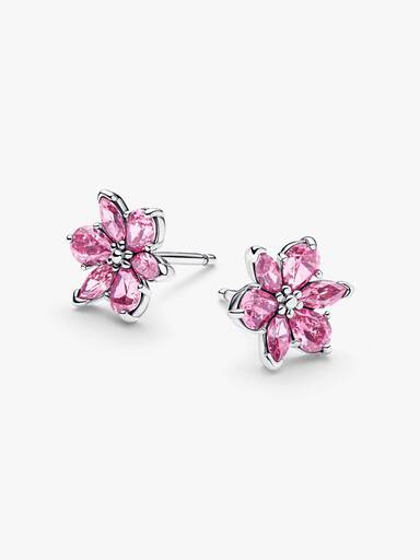Aros de botón Flor Herbario rosa brillante