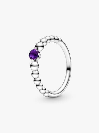 Anillo de cuentas con piedra natal de febrero
