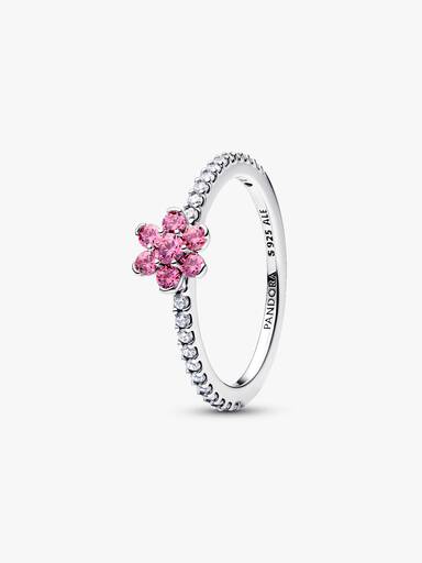Anillo flor rosa brillante