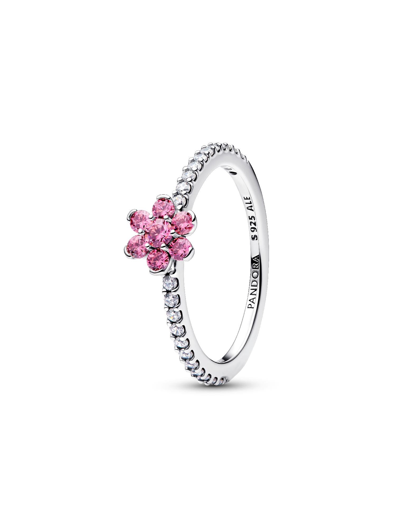 Anillo flor rosa brillante