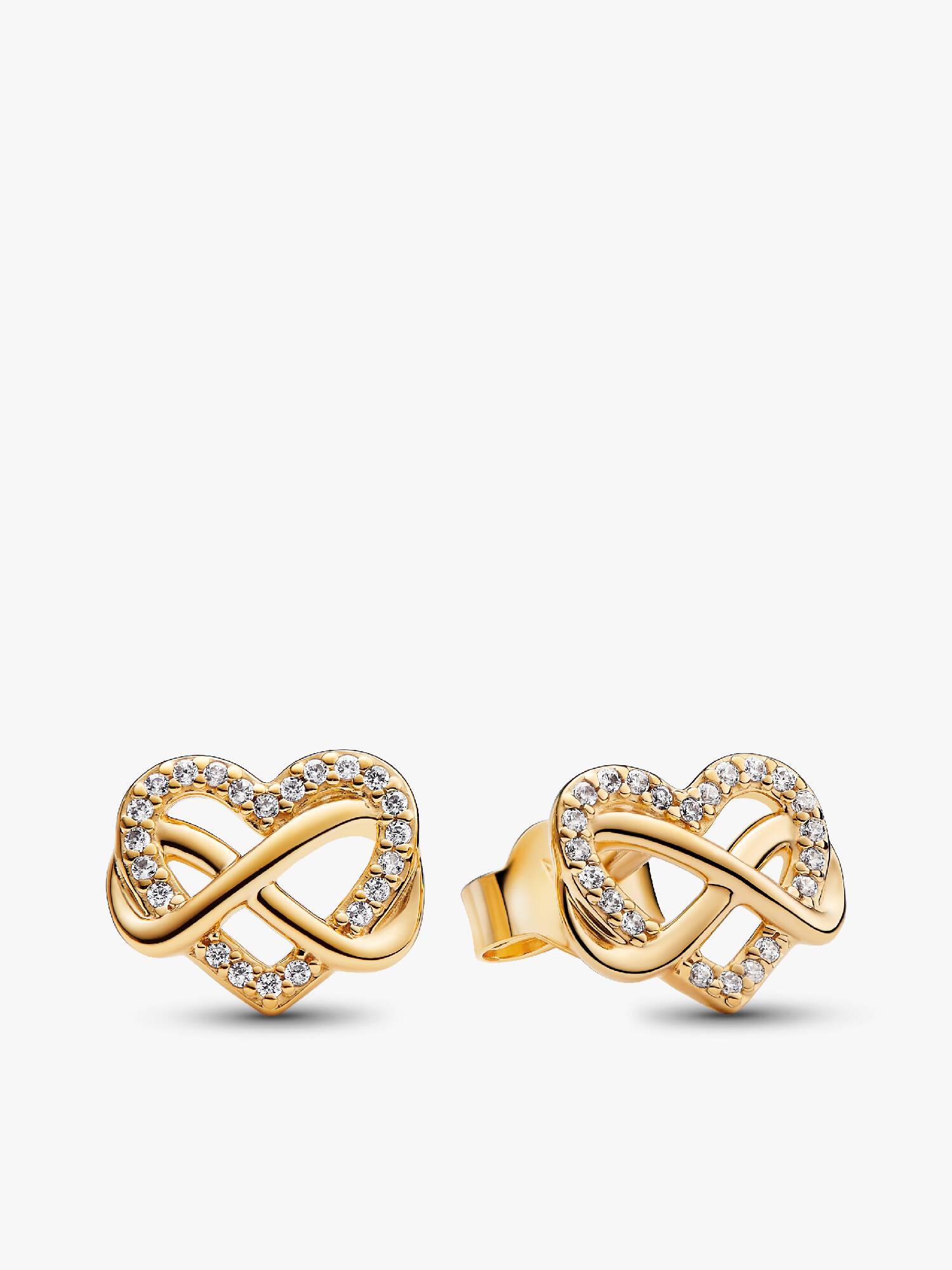 Aros de Botón Corazón Infinito Brillante