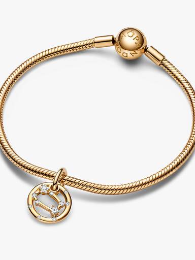 Charm Colgante Zodiaco Géminis Recubrimiento en Oro de 14k Talla única
