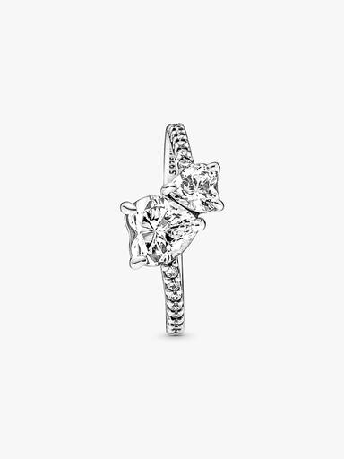 Anillo Reluciente Corazón Doble