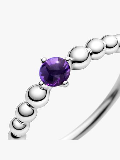 Anillo de cuentas con piedra natal de febrero
