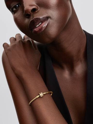 Brazalete Bañado en Oro de 14k con Circonita Cúbica Transparente