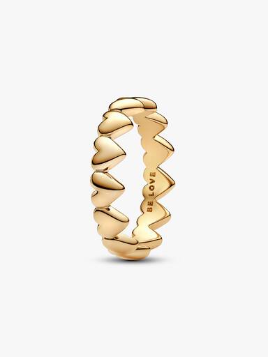 Anillo Fila de Corazones Dorado