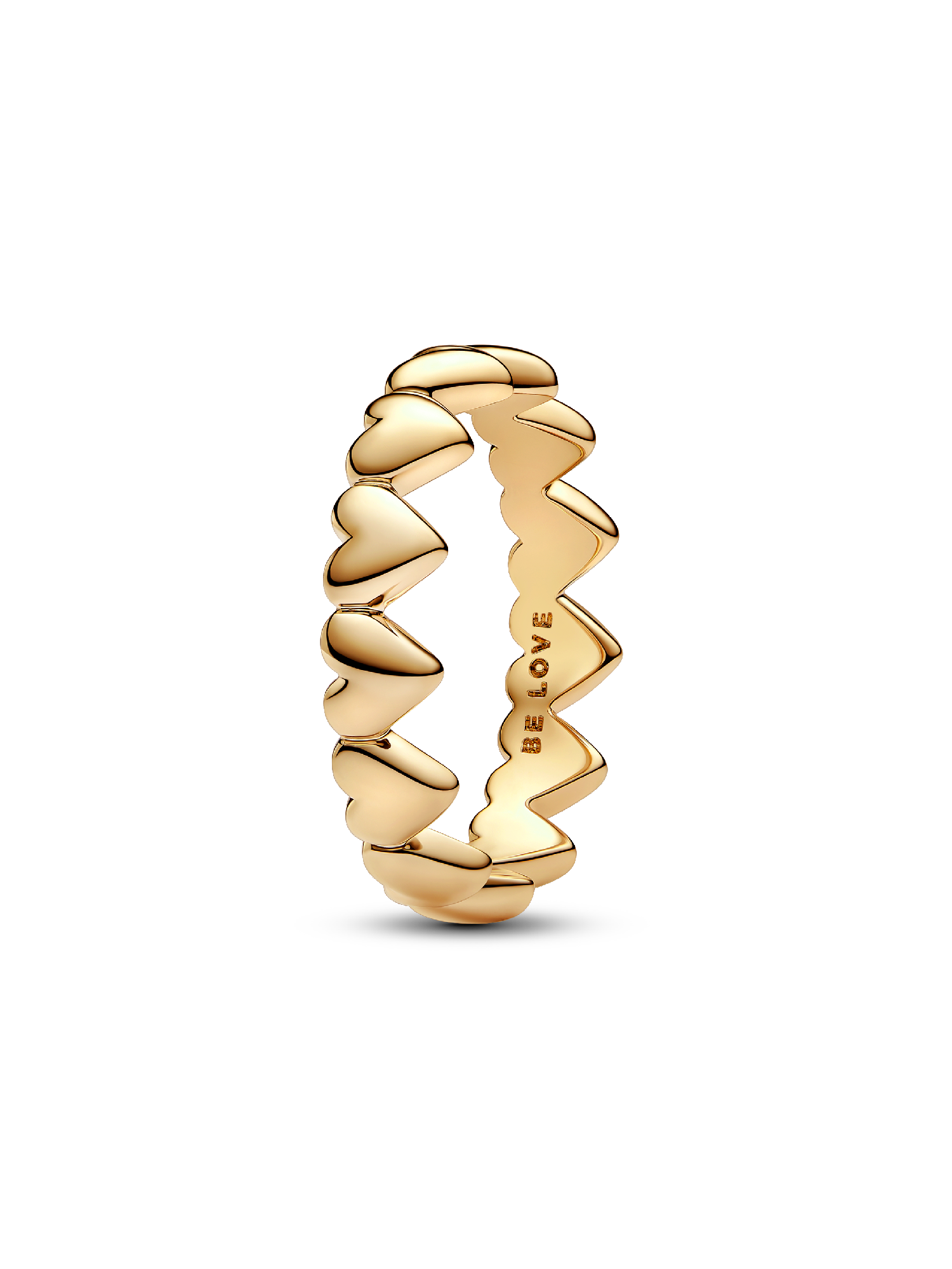 Anillo Fila de Corazones Dorado